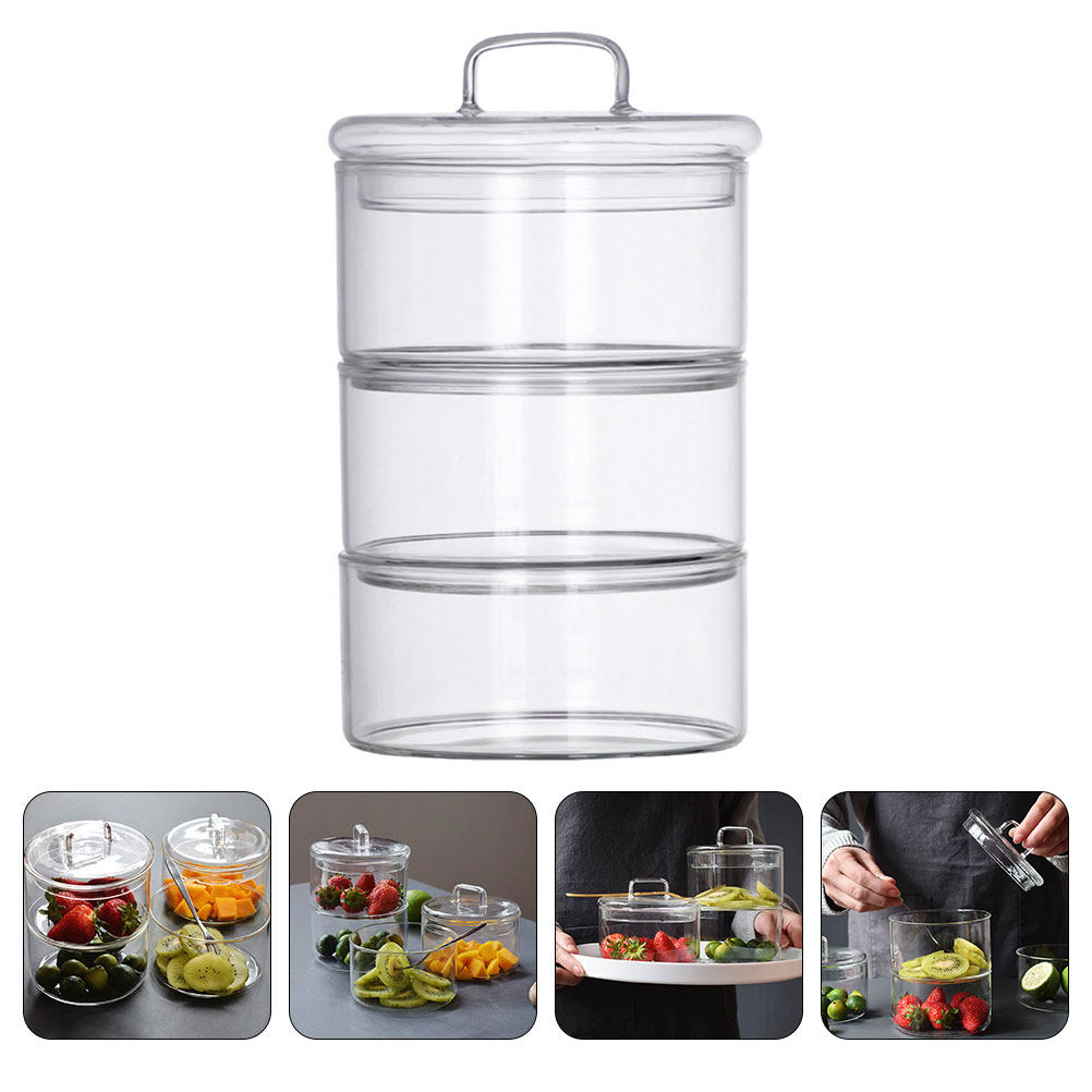1セットクリアガラス保存容器サラダサービング容器積み重ね可能 - Food Storage Jar Glass のレビューと価格