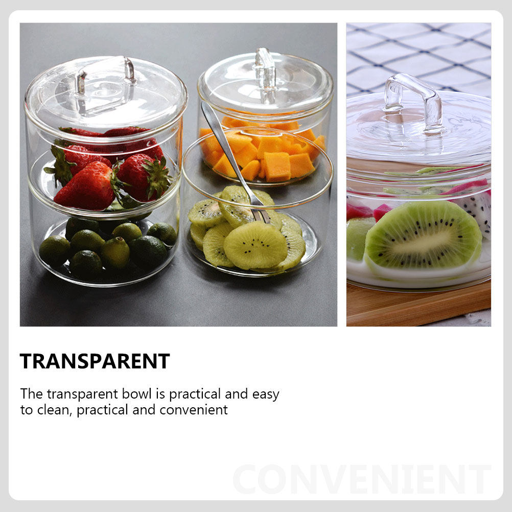 1セットクリアガラス保存容器サラダサービング容器積み重ね可能 - Food Storage Jar Glass のレビューと価格