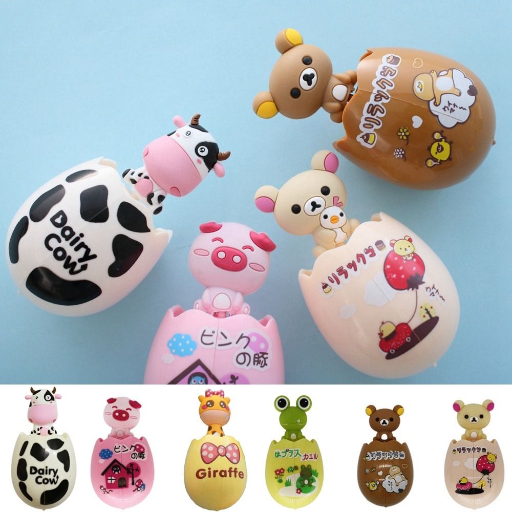 プラスチック動物卵型歯ブラシホルダーダブル吸盤漫画動物子供歯 - Egg Storage Holder のレビューと価格
