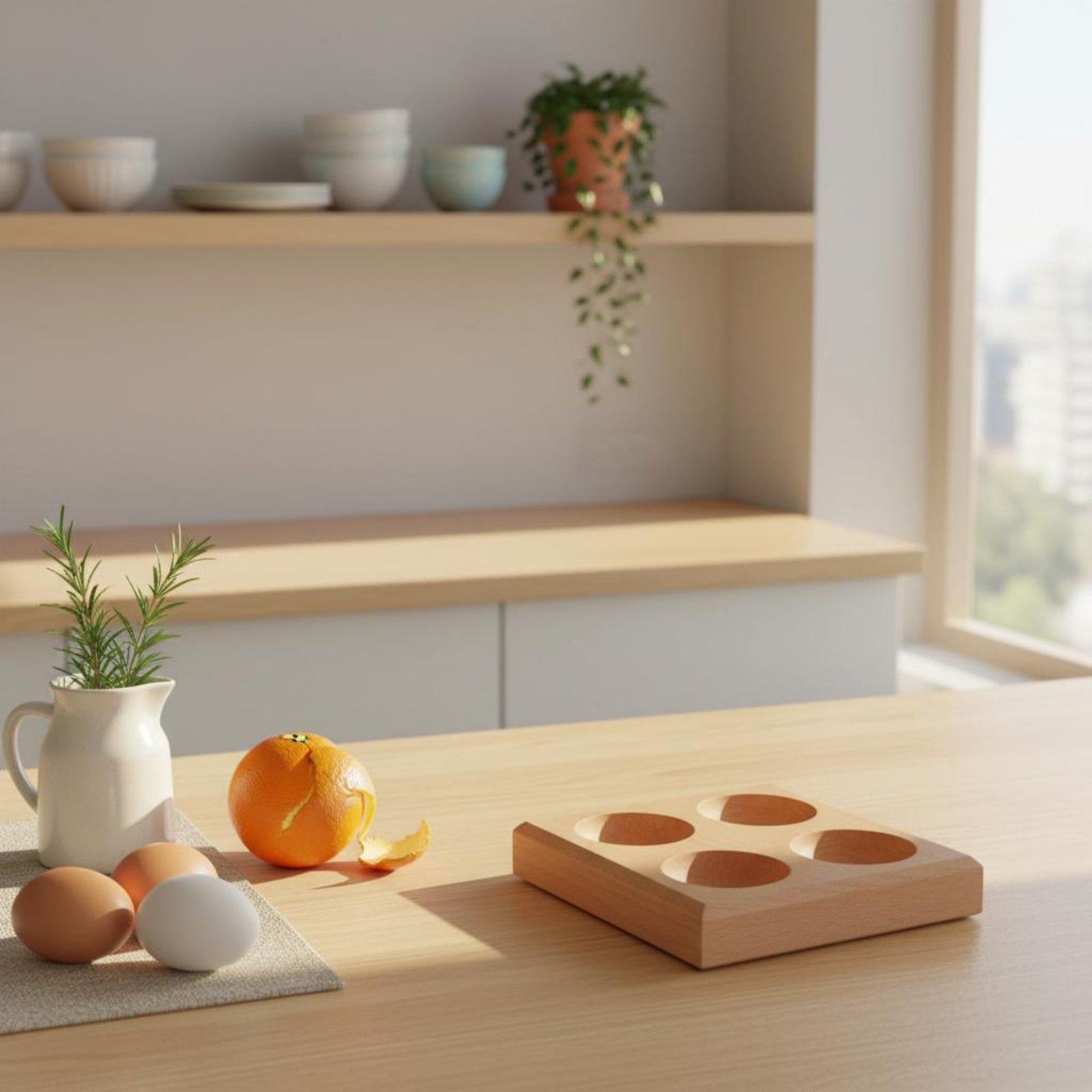 ブナ材のエッグトレイ、深いスロット付きオーガナイザー、キッチ - Egg Storage Holder のレビューと価格