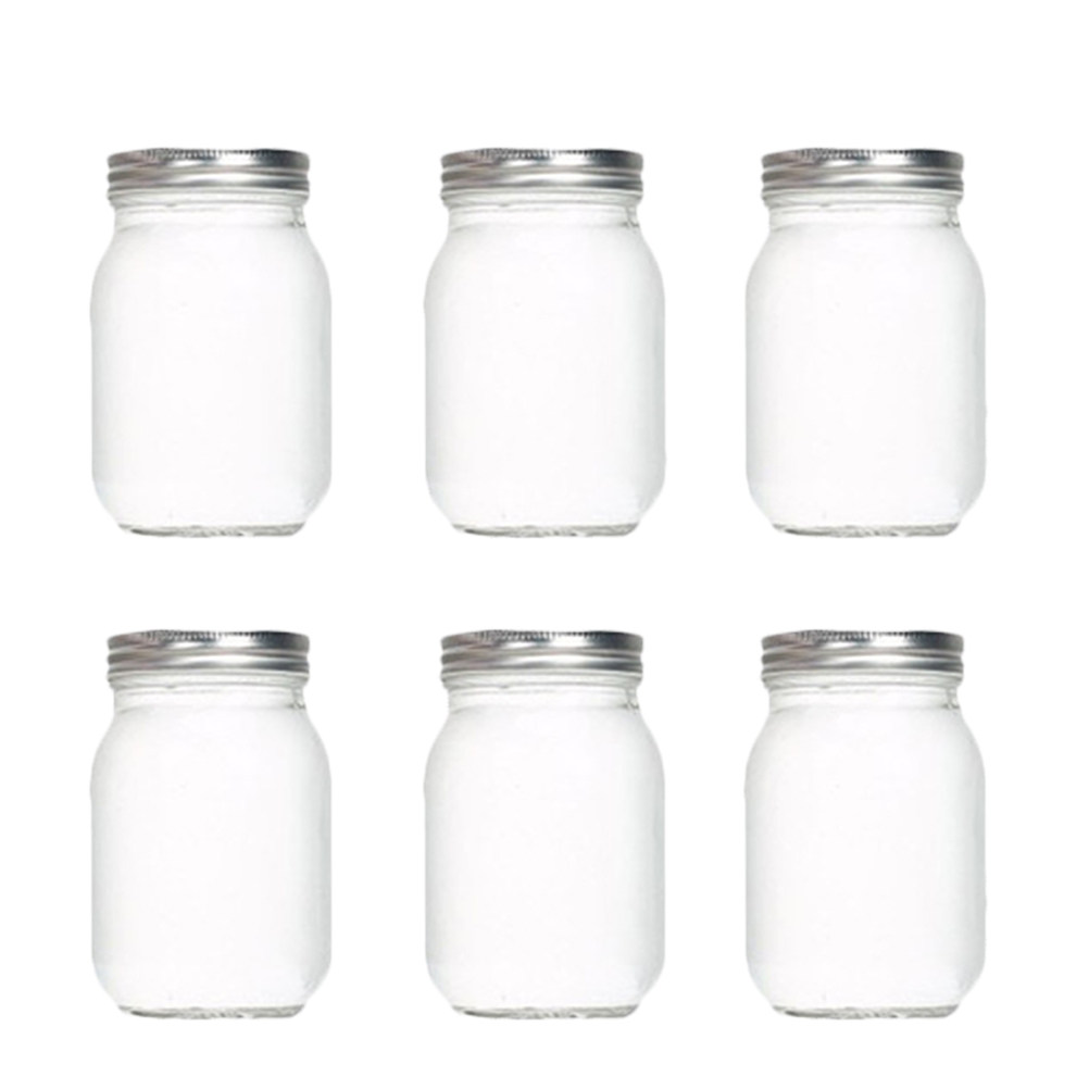 6個入り透明丸型ガラス瓶、気密蓋付き、食品保存用、コーヒー、 - Food Storage Jars Plastic のレビューと価格