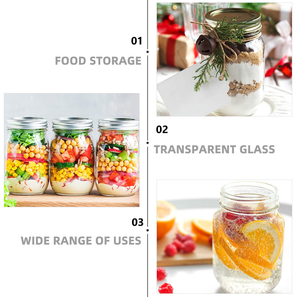 6個入り透明丸型ガラス瓶、気密蓋付き、食品保存用、コーヒー、 - Food Storage Jars Plastic のレビューと価格