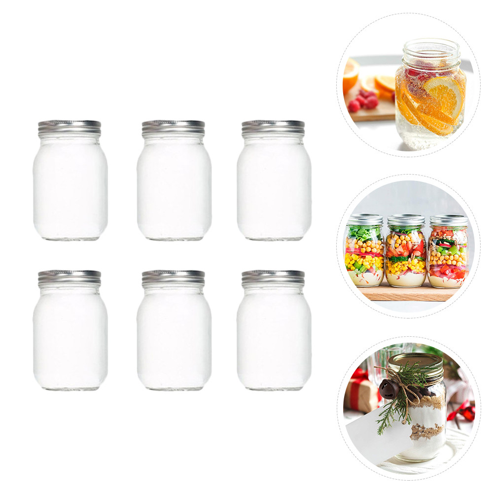6個入り透明丸型ガラス瓶、気密蓋付き、食品保存用、コーヒー、 - Food Storage Jars Plastic のレビューと価格