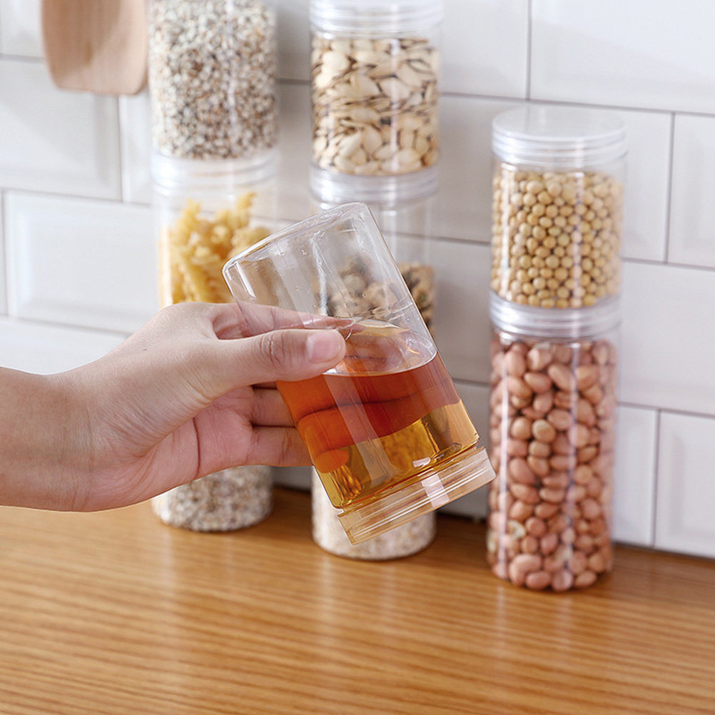 10個入り透明高級プラスチック食品保存容器、気密蓋付き700 - Food Storage Jars Plastic のレビューと価格