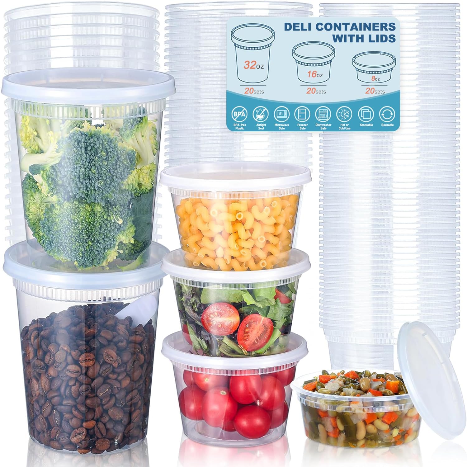 プラスチック製食品保存容器,蓋付き,冷凍庫,BPAフリー,2 - Food Storage Containers With Lids のレビューと価格