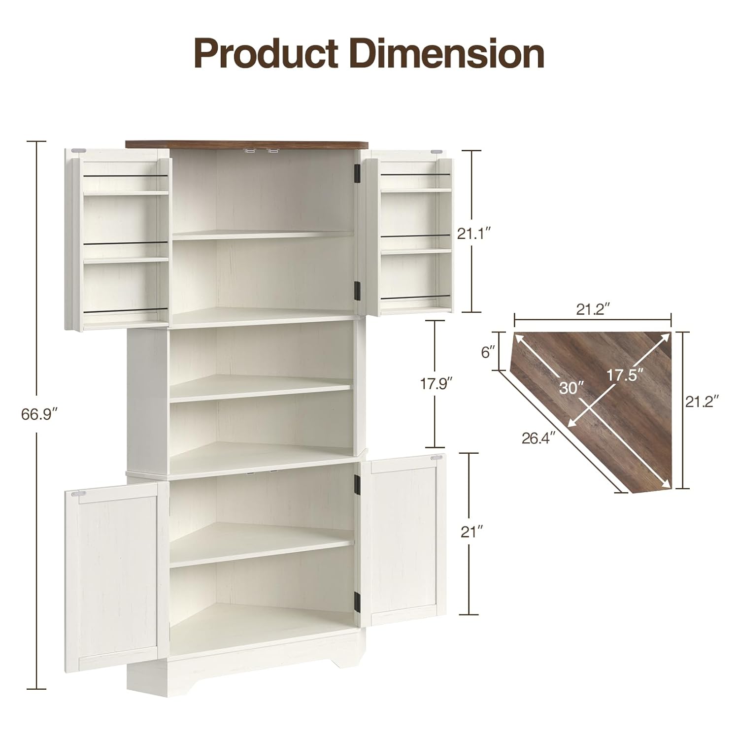 # コーナーキャビネット、高さ67インチのキッチンパントリー - Food Storage In Cabinets のレビューと価格