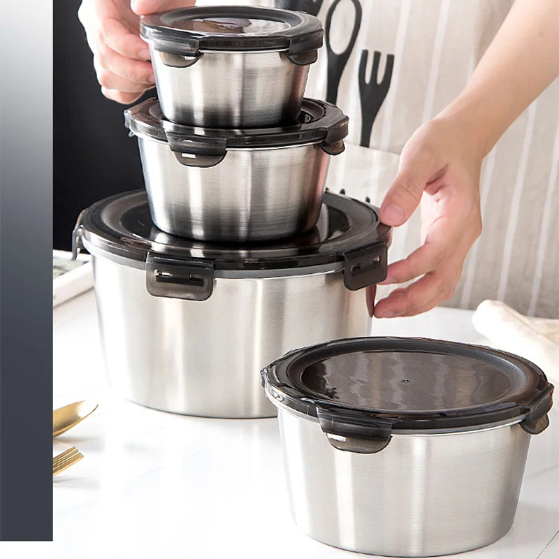 蓋付きステンレス鋼弁当箱、食品容器、鮮度保存ボックス、家庭用 - Food Storage With Colander のレビューと価格