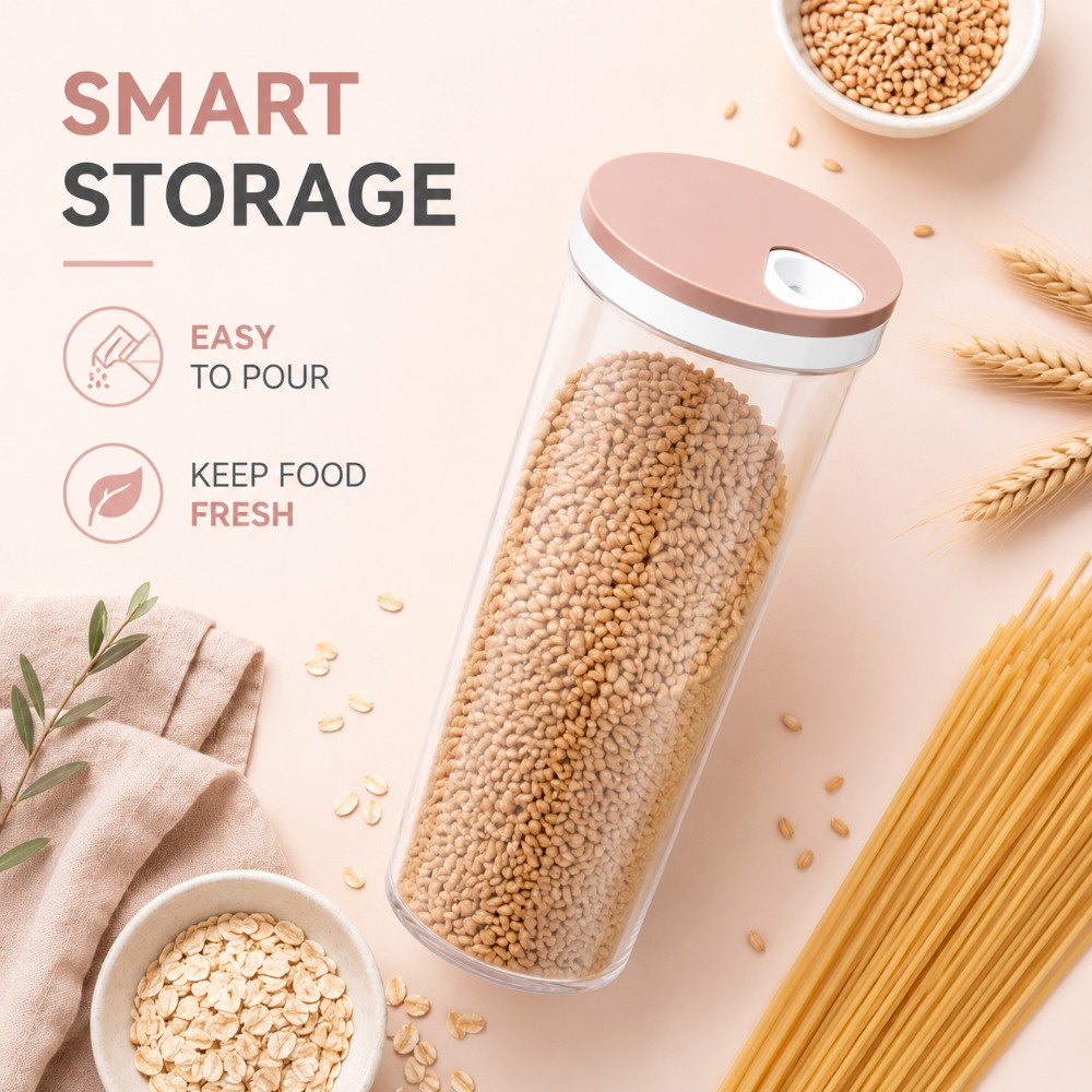 密閉式麺類保存容器 1個または3個セット プラスチック製パス - Food Storage In Cabinets のレビューと価格