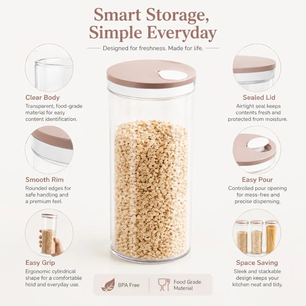 密閉式麺類保存容器 1個または3個セット プラスチック製パス - Food Storage In Cabinets のレビューと価格