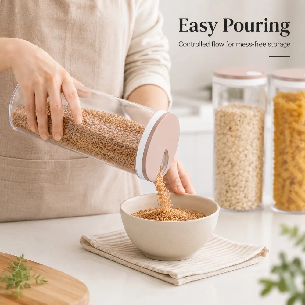 密閉式麺類保存容器 1個または3個セット プラスチック製パス - Food Storage In Cabinets のレビューと価格