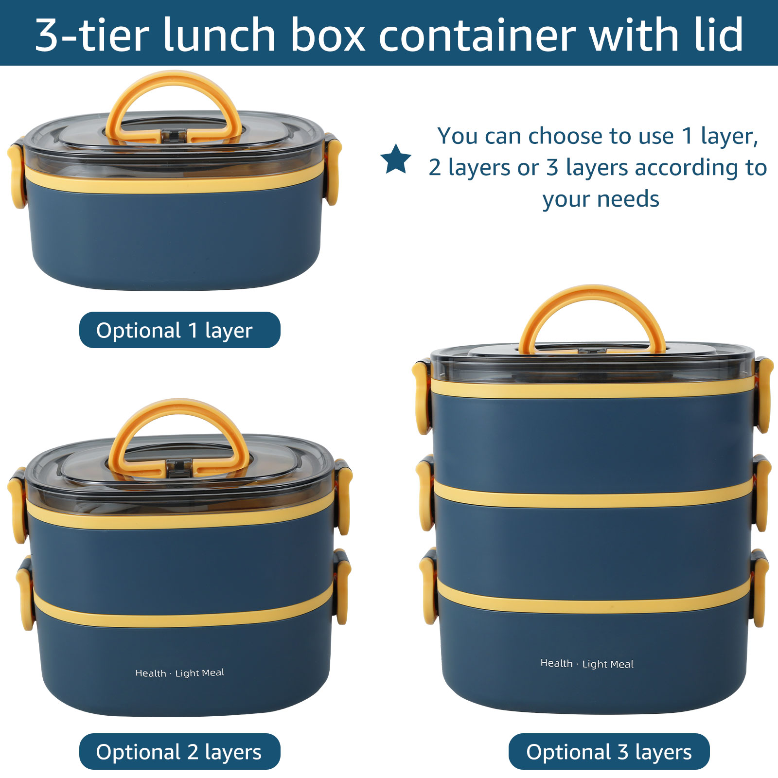 持ち運び可能な大人用ランチボックス 2000ML 積み重ね可 - Food Storage To Keep Warm のレビューと価格