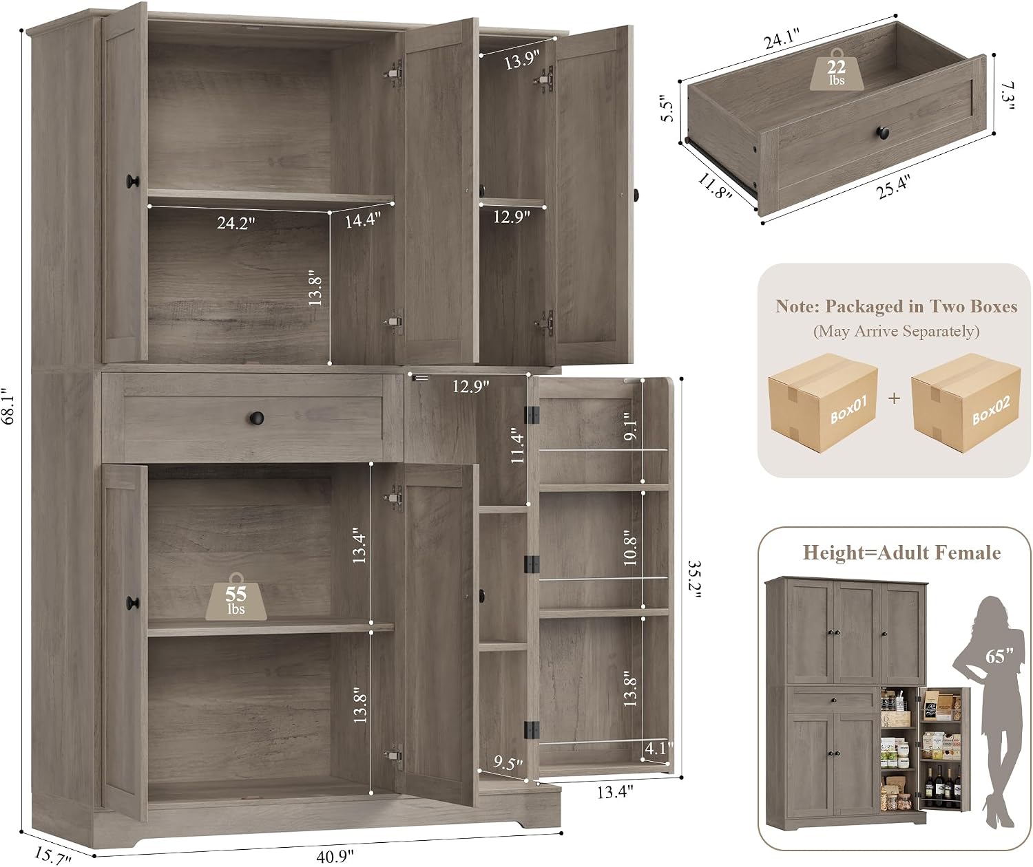 キッチンパントリー収納キャビネットカウンタートップディスプレ - Food Storage In Cabinets のレビューと価格