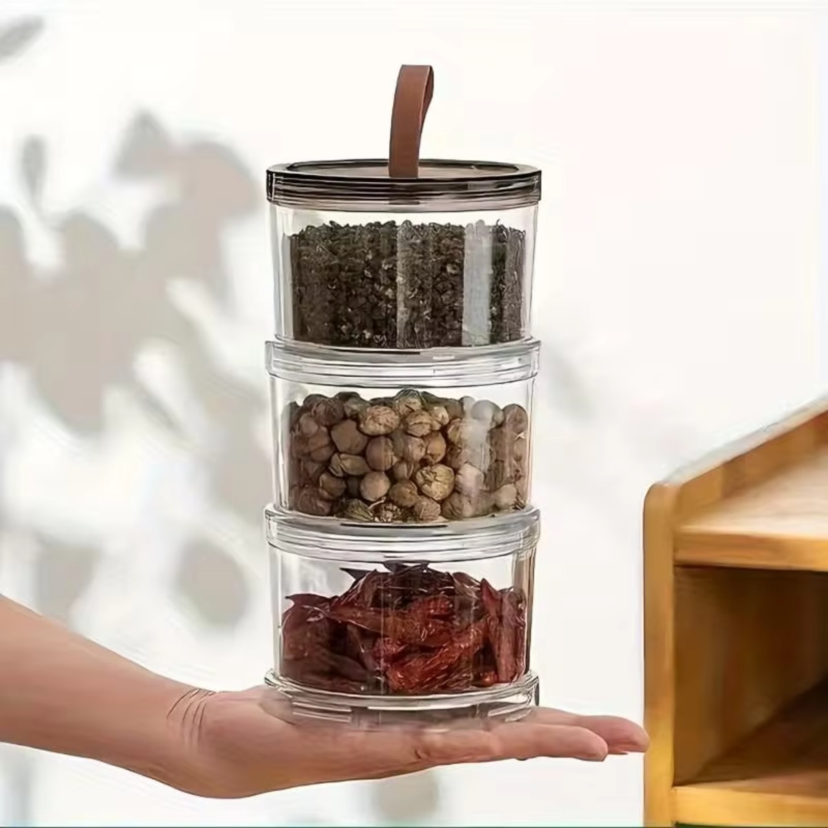 3層式丸型手持ちスパイスボックス 多層式鮮度保持容器 透明密 - Food Storage Jars Plastic のレビューと価格