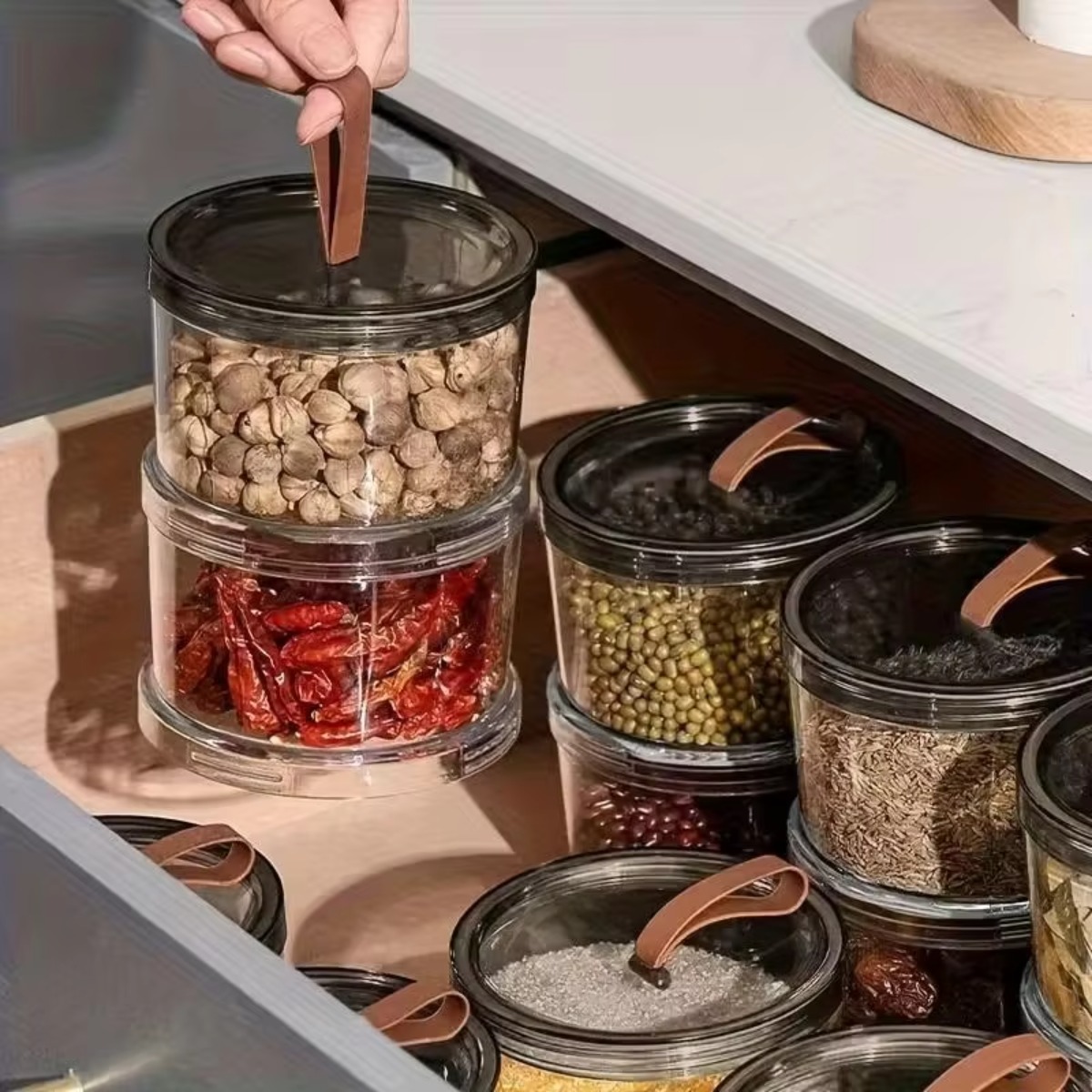 3層式丸型手持ちスパイスボックス 多層式鮮度保持容器 透明密 - Food Storage Jars Plastic のレビューと価格