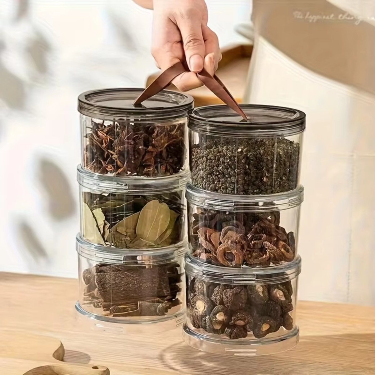 3層式丸型手持ちスパイスボックス 多層式鮮度保持容器 透明密 - Food Storage Jars Plastic のレビューと価格