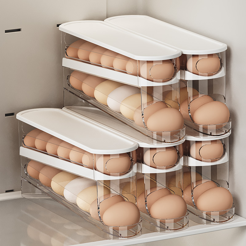 スライド式卵カートン ダブル自動卵ローラー 冷蔵庫サイドドア - Egg Storage Holder のレビューと価格