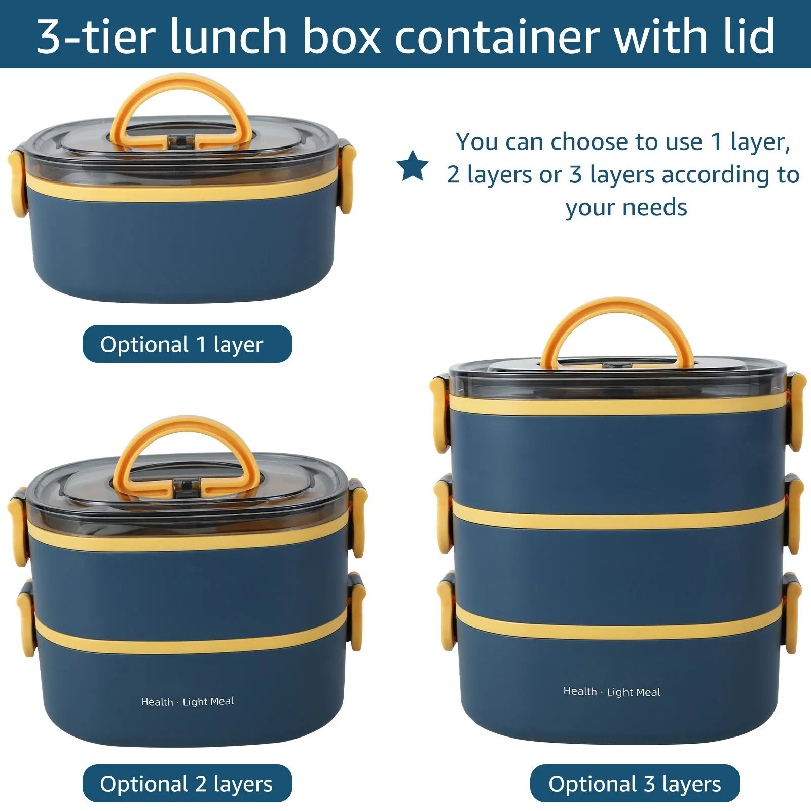 持ち運び可能な大人用ランチボックス 2000ML スタッキン - Food Storage To Keep Warm のレビューと価格