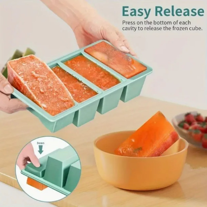 1Pc シリコーン冷凍トレイ蓋付き 4 グリッド収納ボックス - Food Storage Frozen のレビューと価格