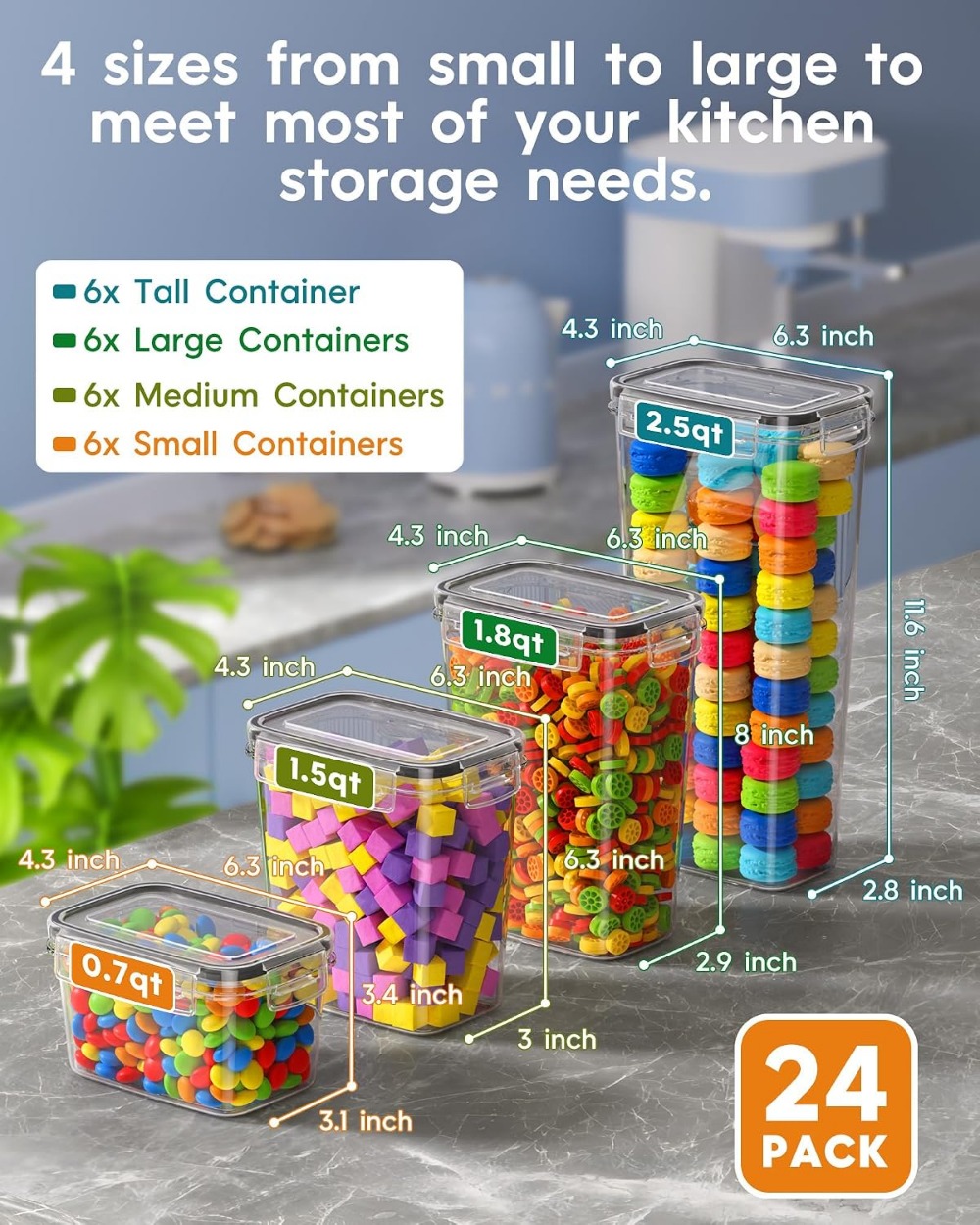 24個入り気密食品保存容器、蓋付き、BPAフリープラスチック - Food Storage Containers With Lids のレビューと価格