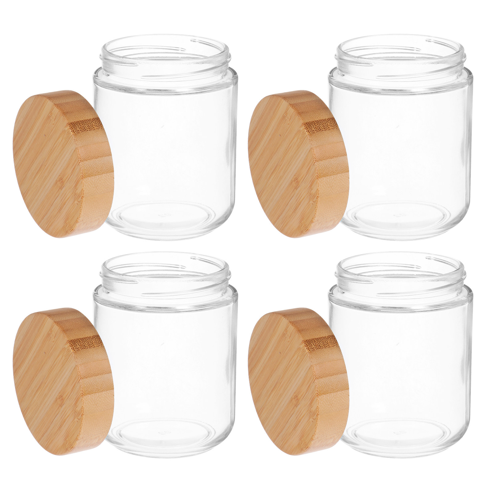 4個入りガラス製キッチン収納ジャー、竹製蓋付き気密容器、米、 - Food Storage Jars Plastic のレビューと価格