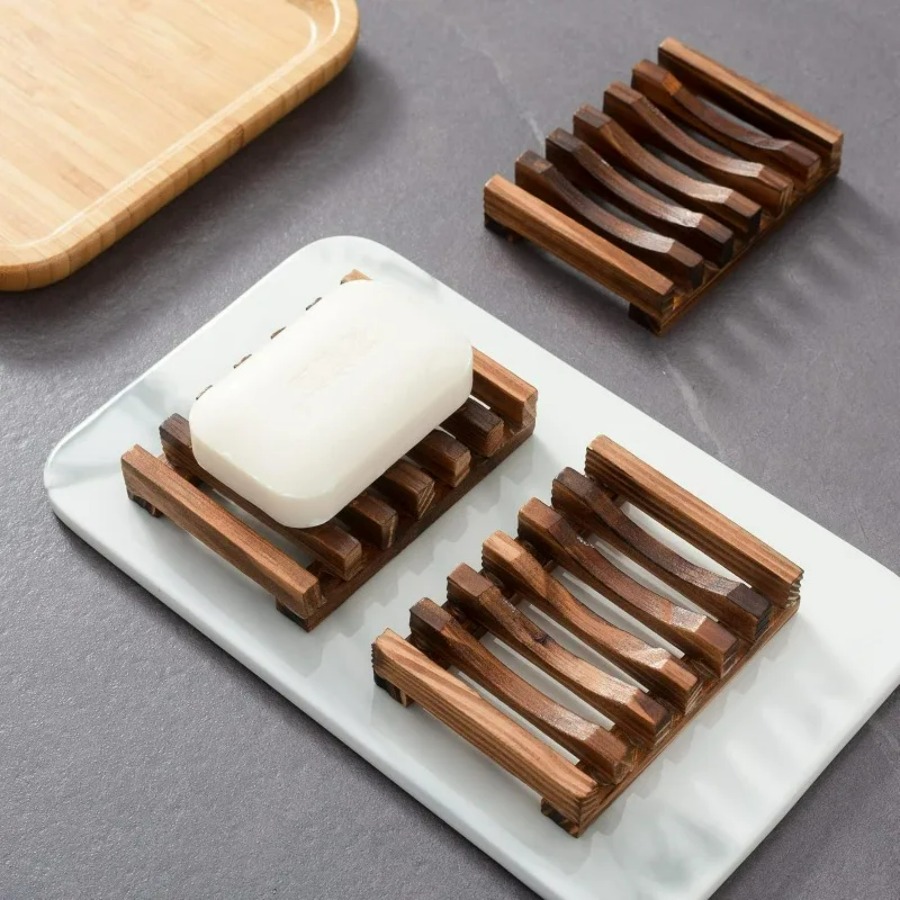 木製石鹸置き シャワー/バスルーム用、水切り設計で石鹸を乾燥 - Food Storage Organiser のレビューと価格