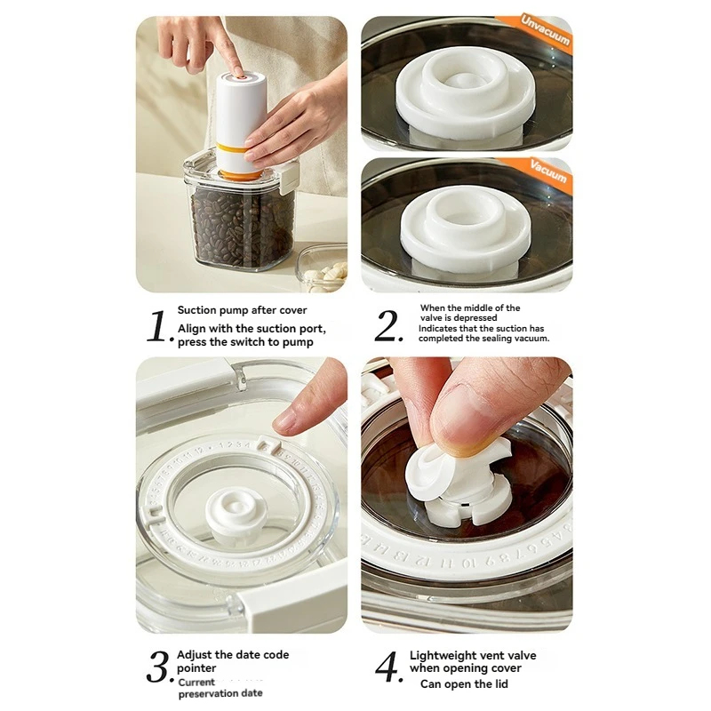 電動真空密閉容器、コーヒー豆密封タンク、穀物米保存用防湿ジャ - Food Storage Jars Plastic のレビューと価格