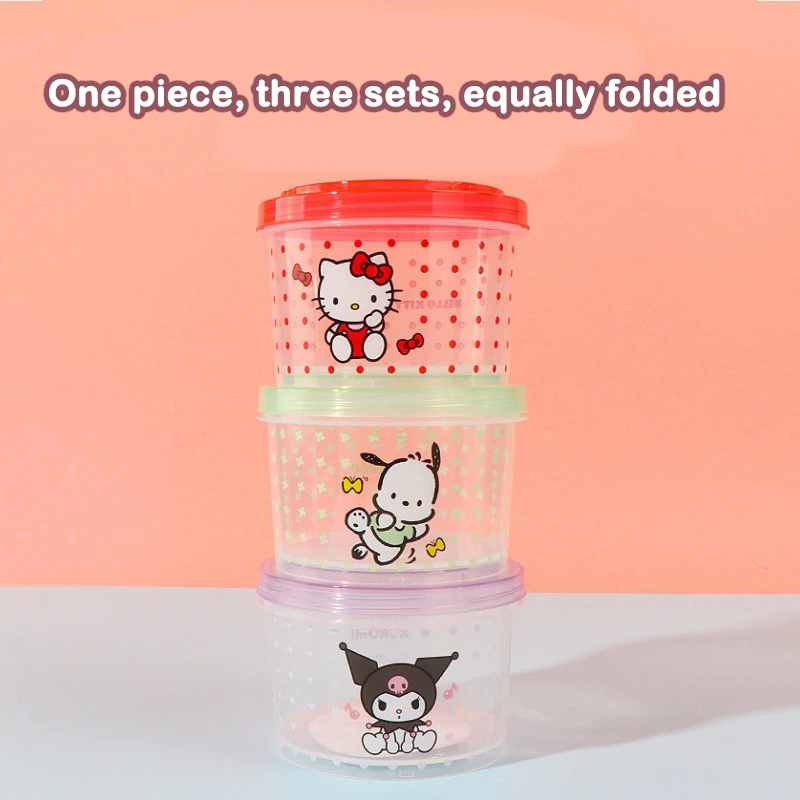 キティ弁当箱セット 3個入り 可愛い重ねて使える蓋付き丸型ラ - Food Storage With Colander のレビューと価格